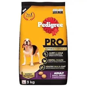 Pedigree PRO Adult (9 Months Onwards) Small Breed Dry Dog Food, 3 kg, High-Protein Dog Food